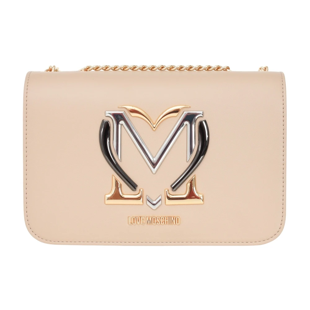 Love Moschino Beige Axelväska med Kedja Beige, Dam