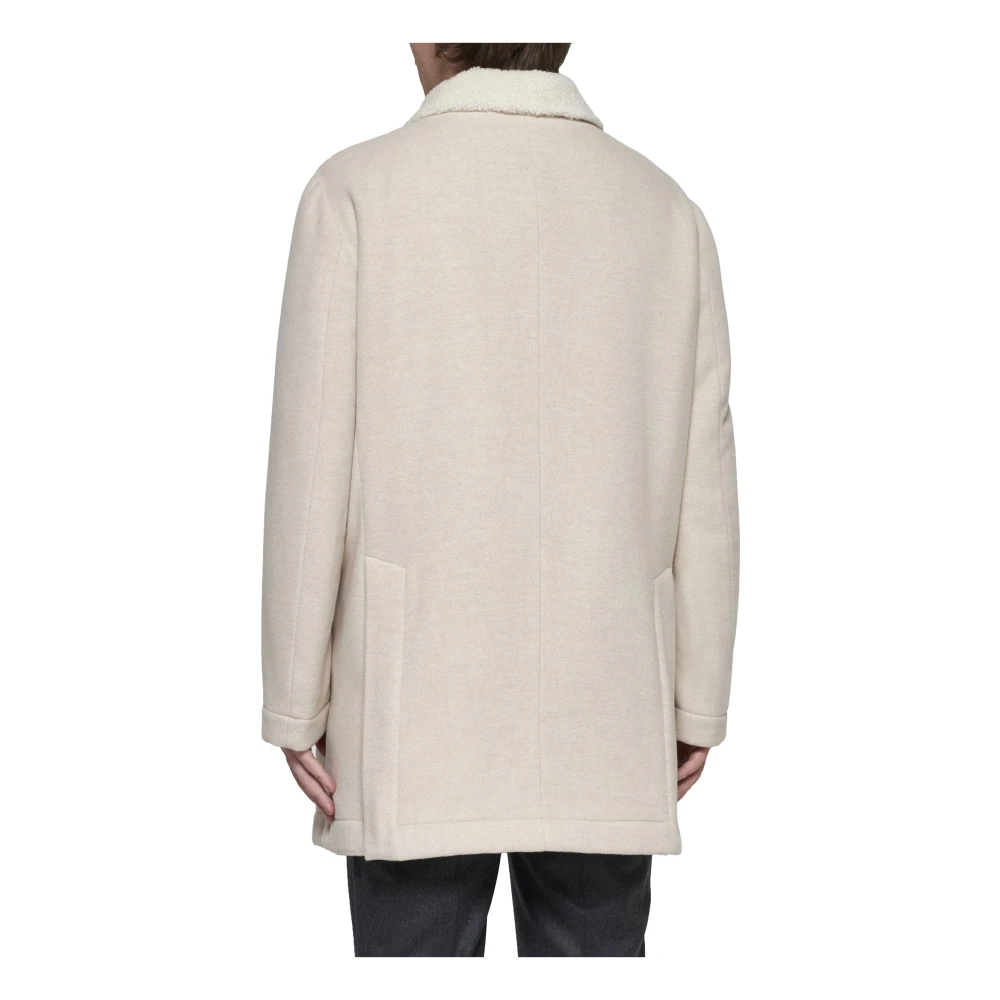 BRUNELLO CUCINELLI Ivory Cashmere Shearling Coat White Heren