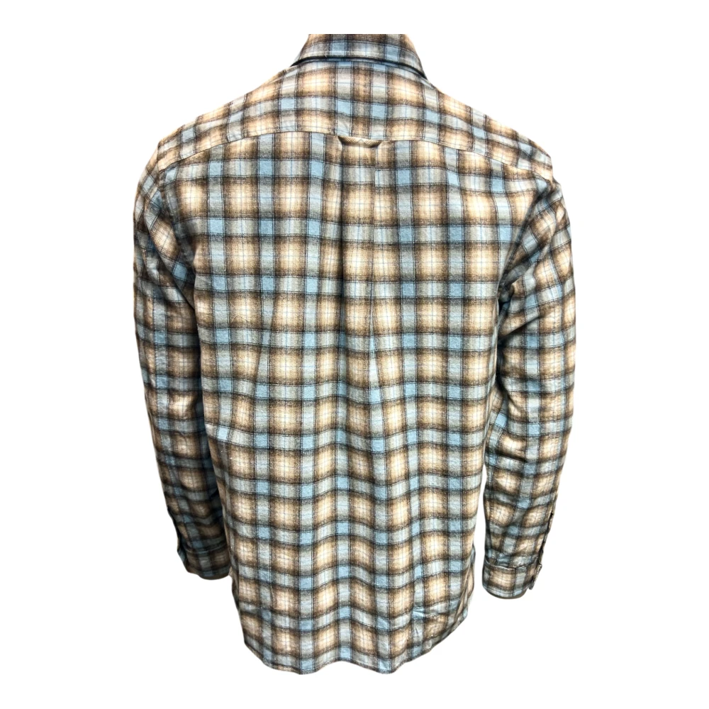 Xacus Flanellen Katoenen Geruite Overhemd Blauw Beige Multicolor Heren
