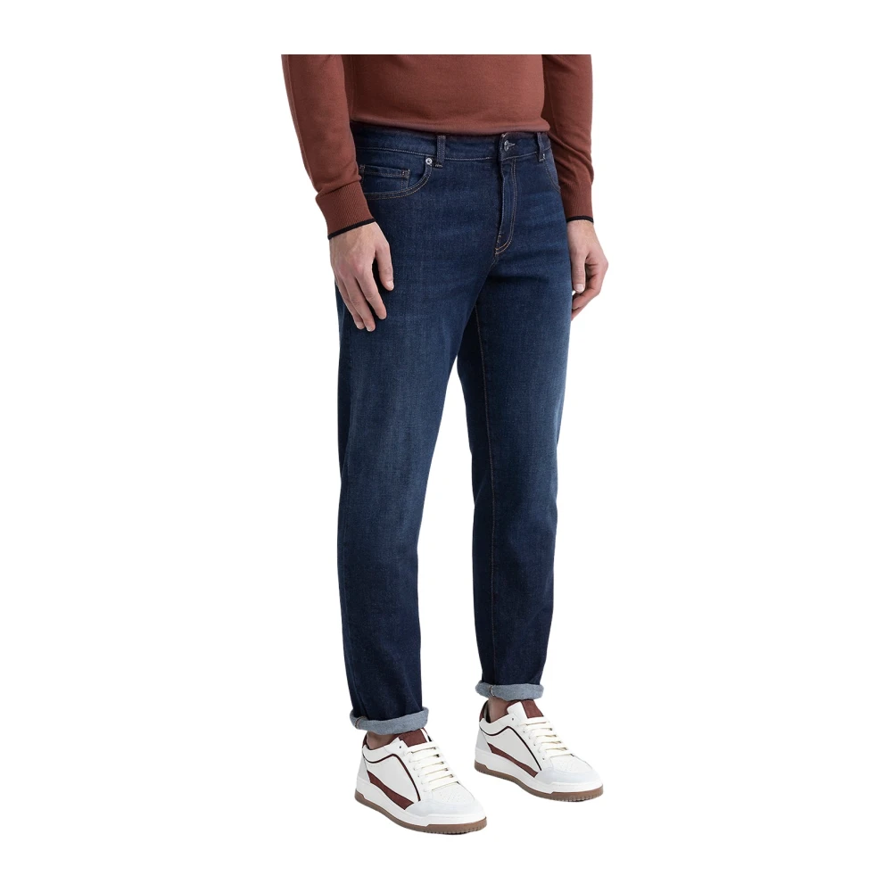 PESERICO Indigo stretch katoenen jeans Blue Heren