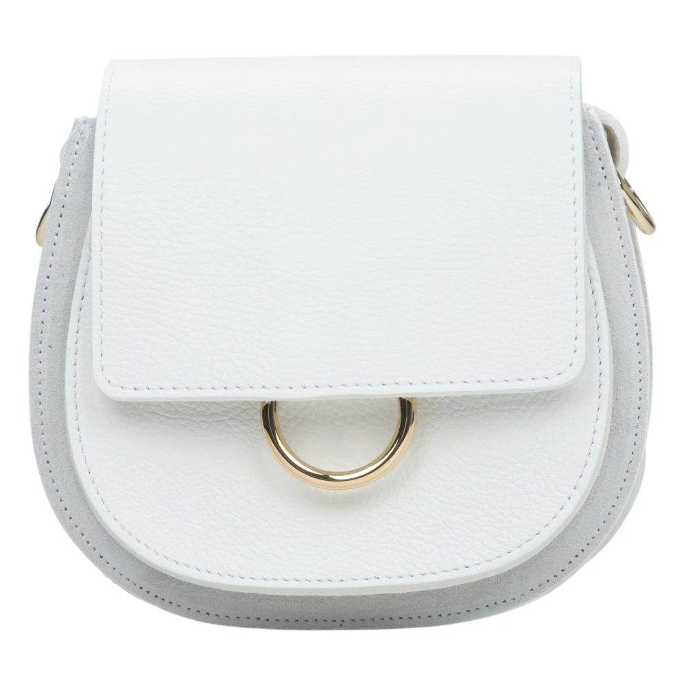 Estro Italiaans Leren Kleine Off-Witte Crossbody Tas Er00115063 White Dames