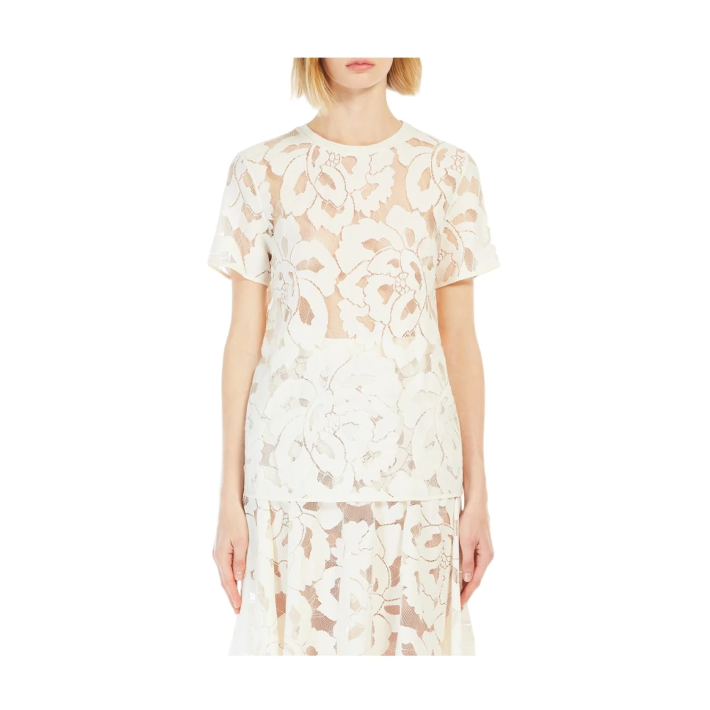 Max Mara Studio Casual Katoenen T-Shirt White Dames