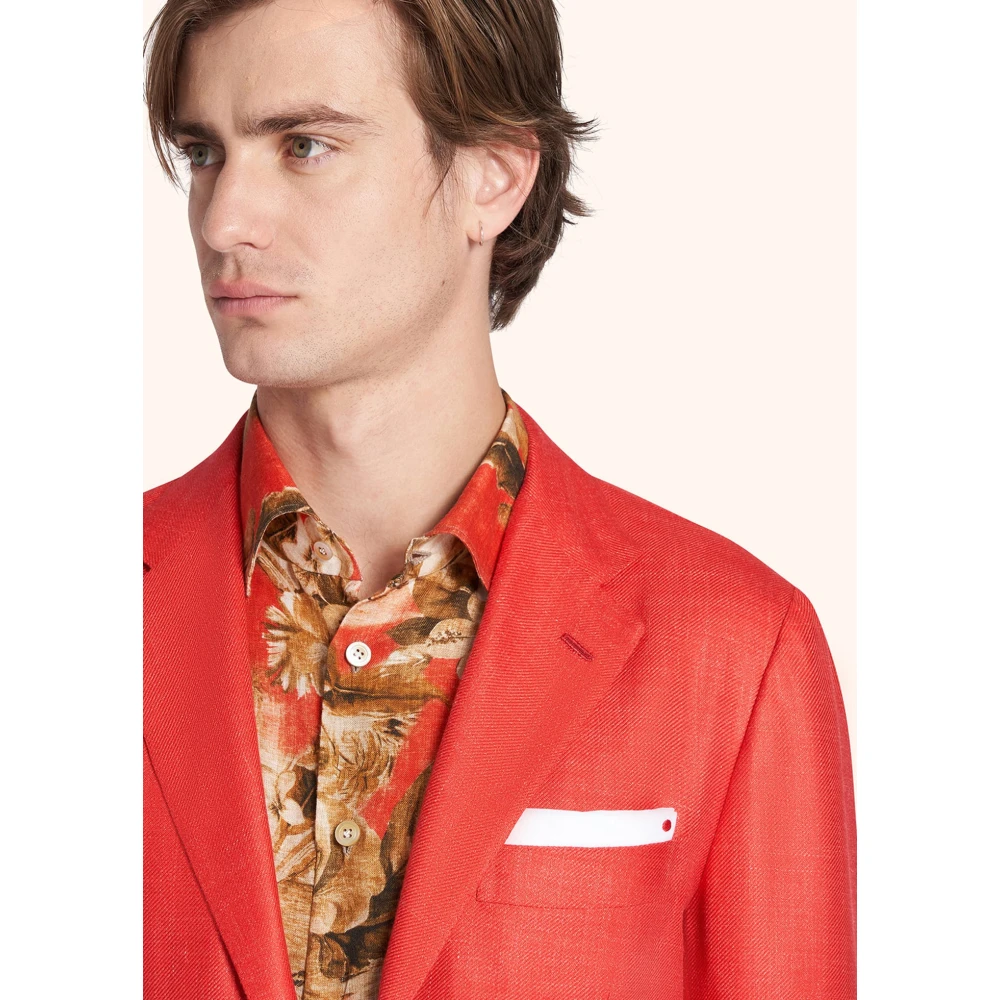 Kiton Premium Cashmere Blend Jas in Koraalrood Red Heren
