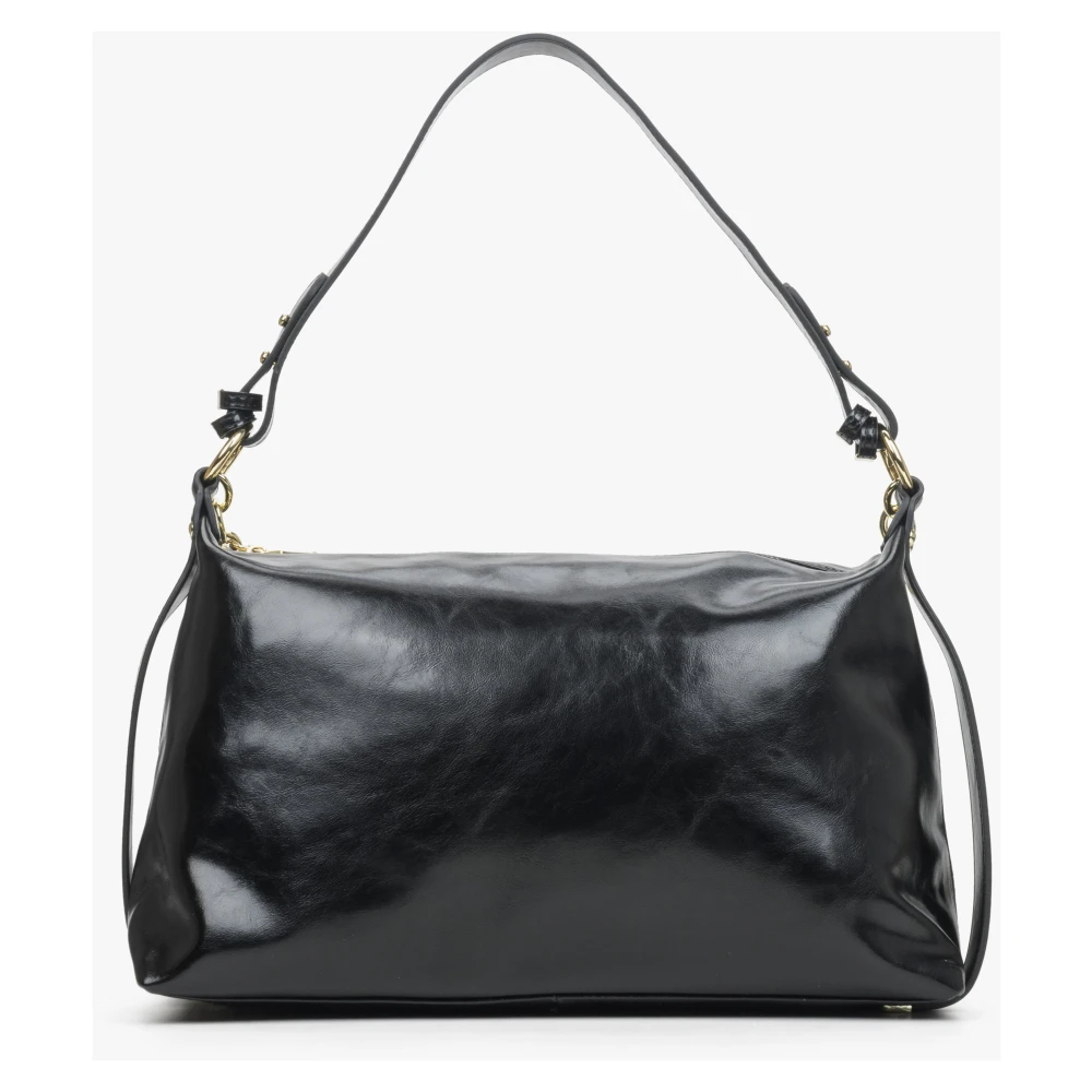 Estro Dames Zwarte Ketting Handtas gemaakt van Leer Er00114415 Black Dames