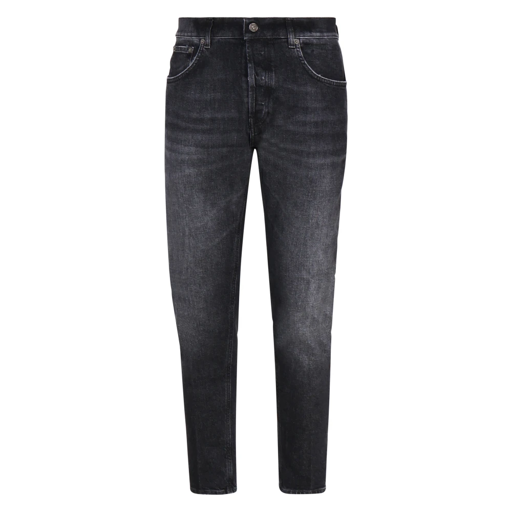 Dondup Zwarte Denim Katoenen Jeans Ritssluiting Black Heren