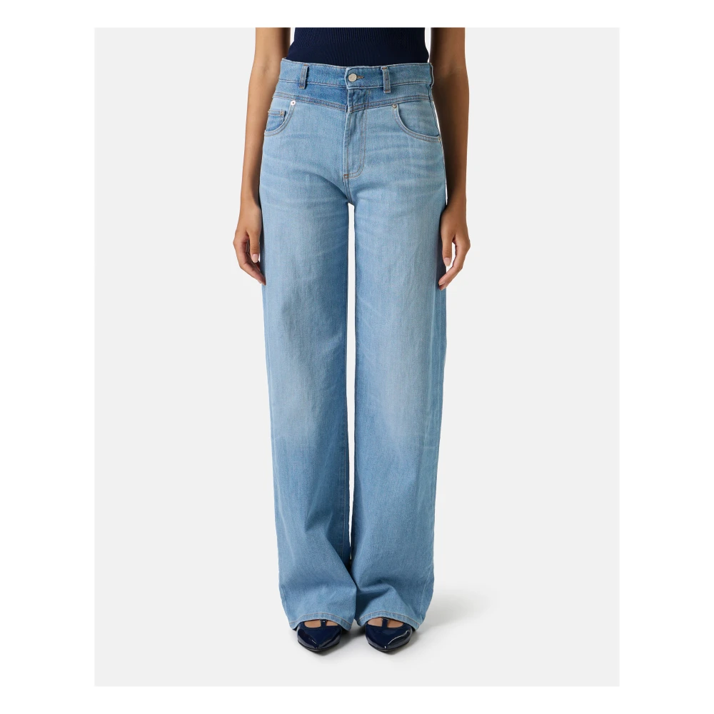 Iceberg 5-pocket broek met wijde pijpen in indigo denim Blue Dames