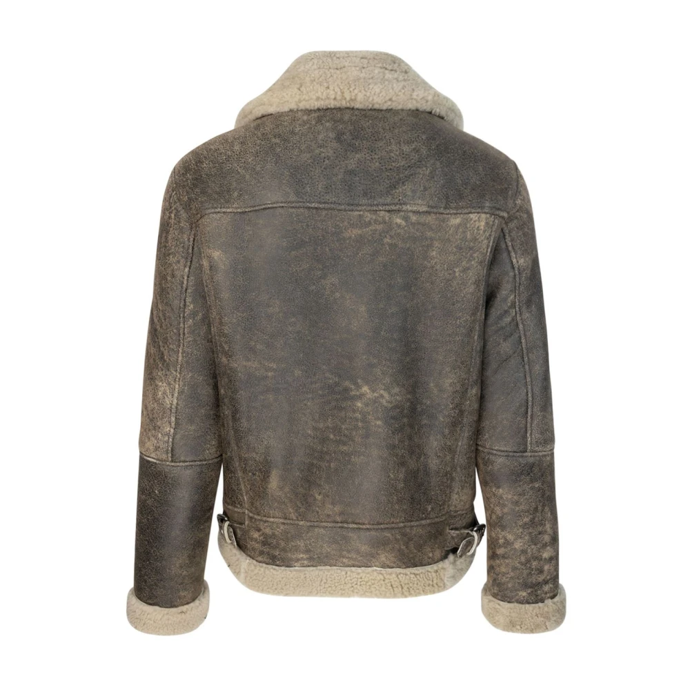 Dfour Shearling Rits Bruine Jas Brown Heren