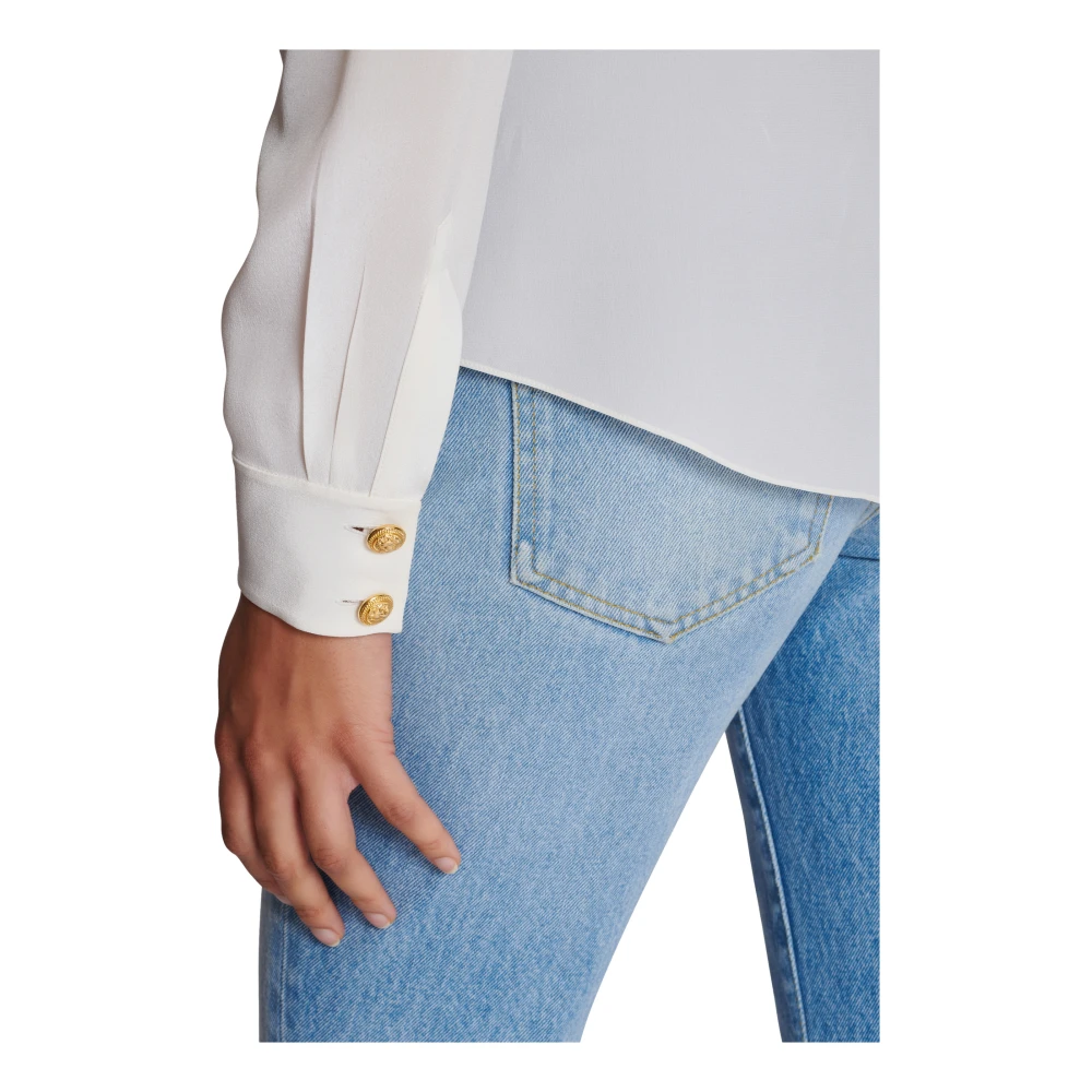 Balmain Crepe de chine overhemd White Dames