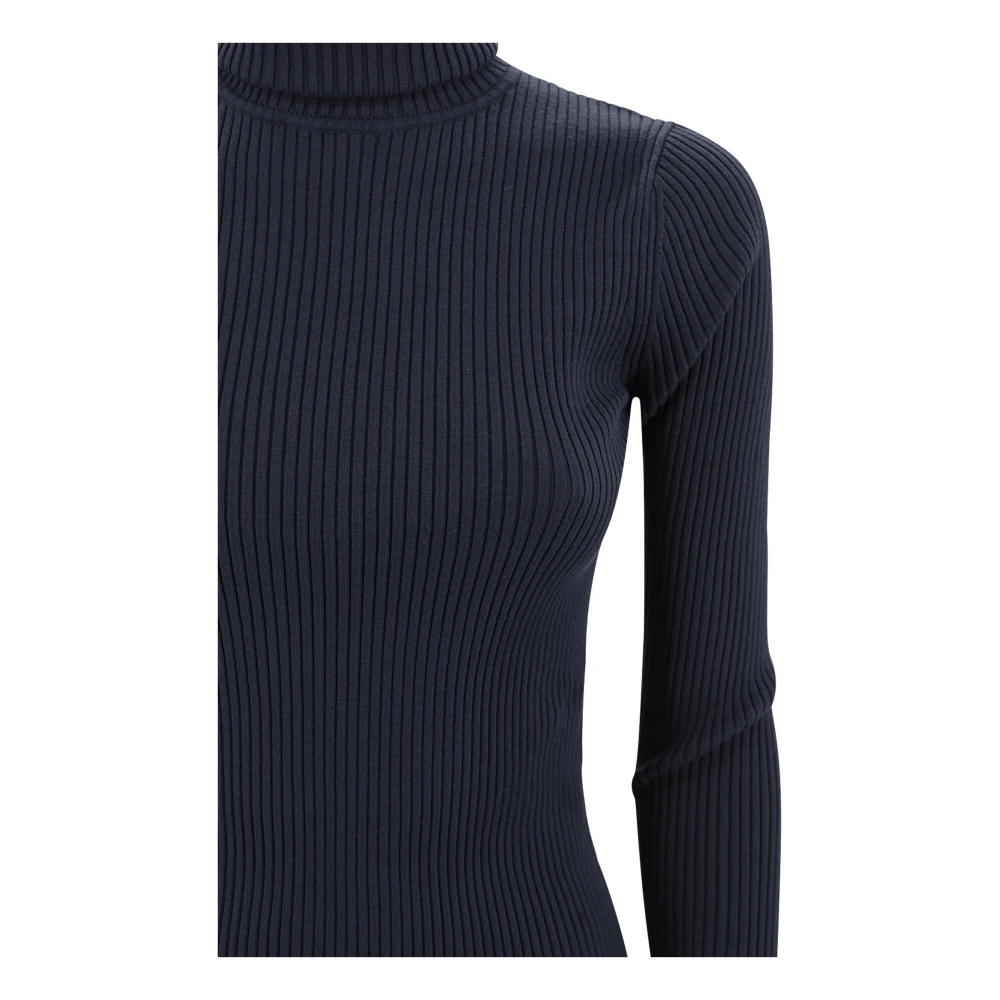 P.a.r.o.s.h. Blauwe Ribgebreide Trui met Cut-Out Detail Blue Dames