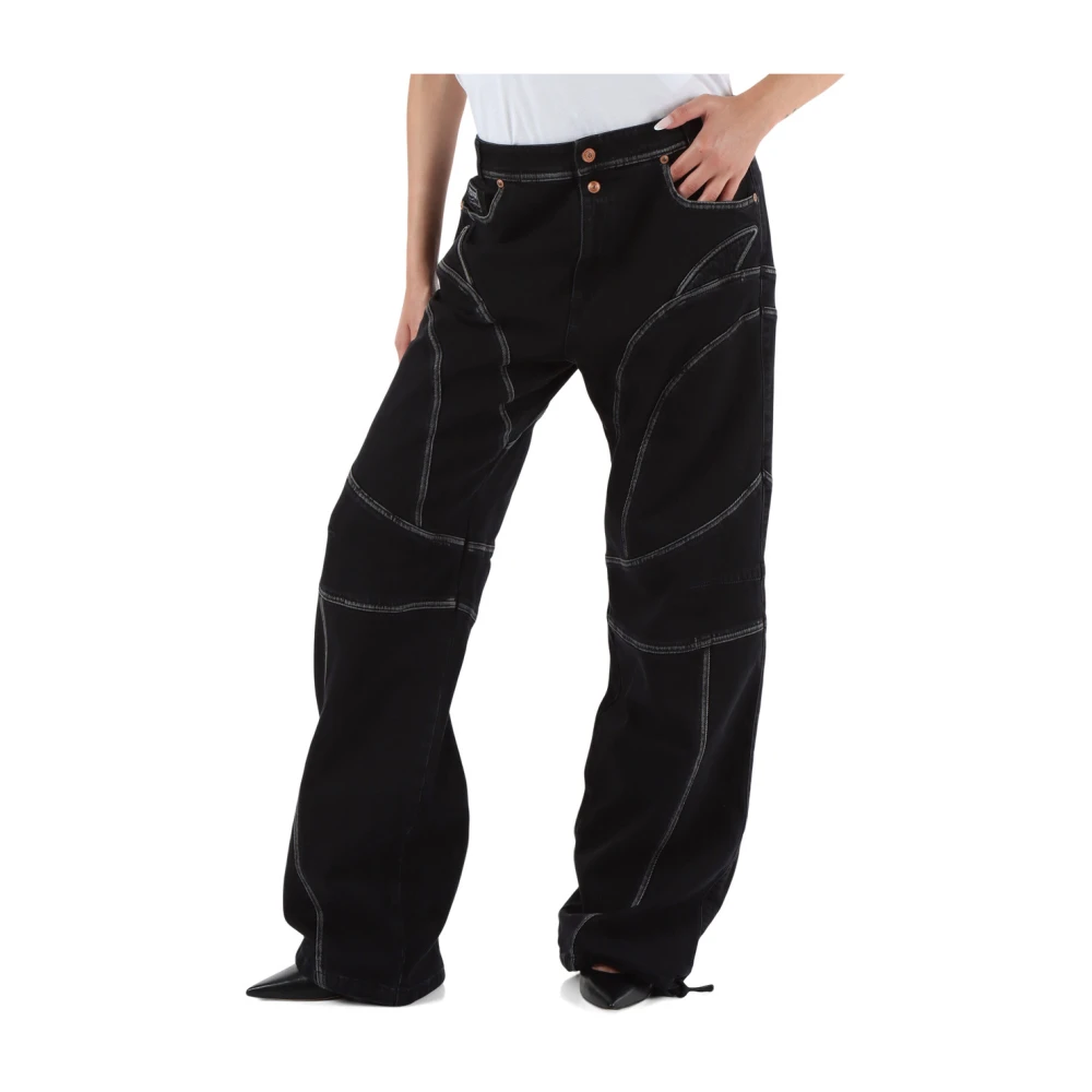 Versace Jeans Couture Jeans met trekkoord en vijf zakken Black Dames