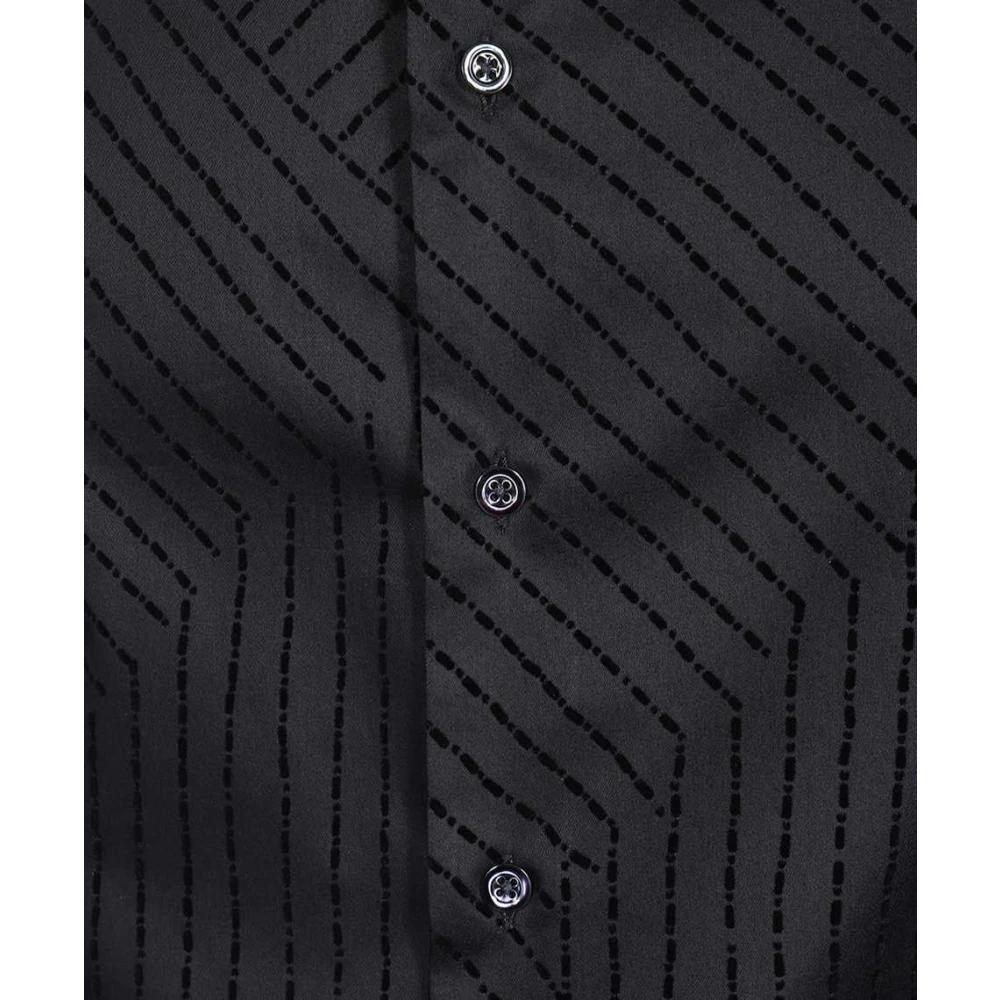 Emporio Armani Katoenen Overhemd met Lange Mouwen Black Heren