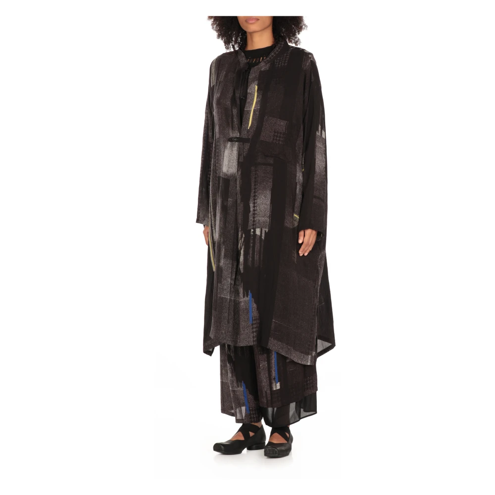 Y-3 Antraciet V-hals jurk met geometrisch patroon Gray Dames