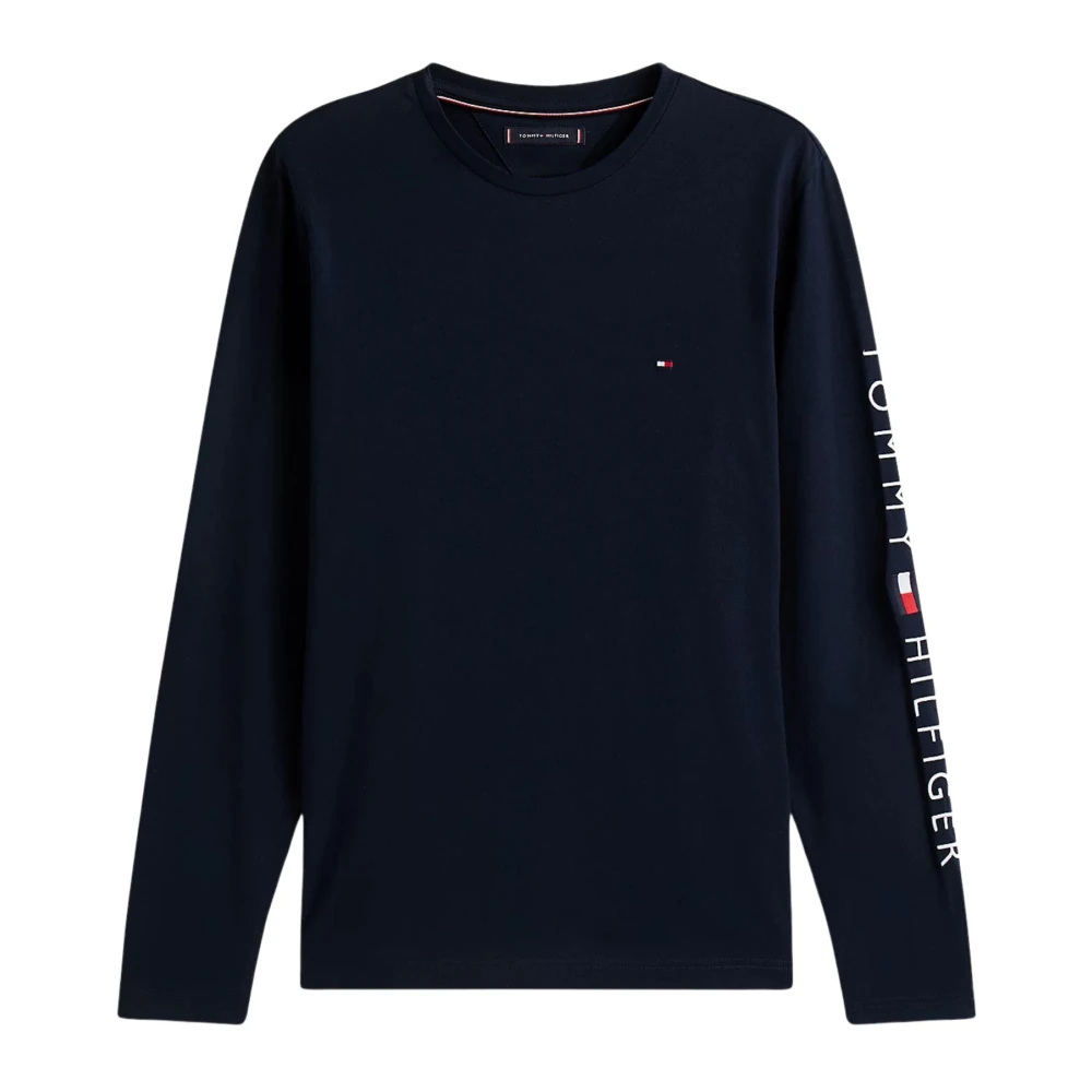 Tommy Hilfiger Logo Long Sleeve Tee - Male - Long Sleeve T-Shirts - Blue - S - Tops - Image 2