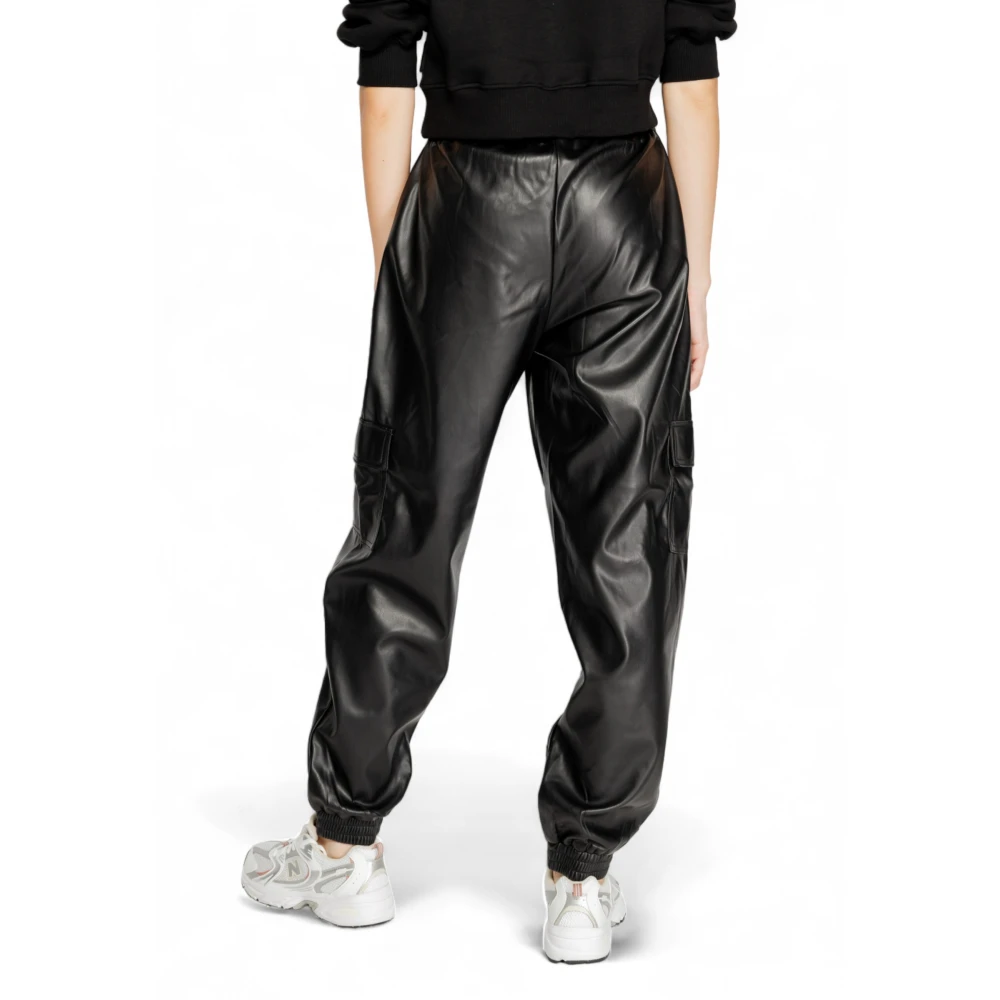 Only Imitatie leren cargobroek Black Dames