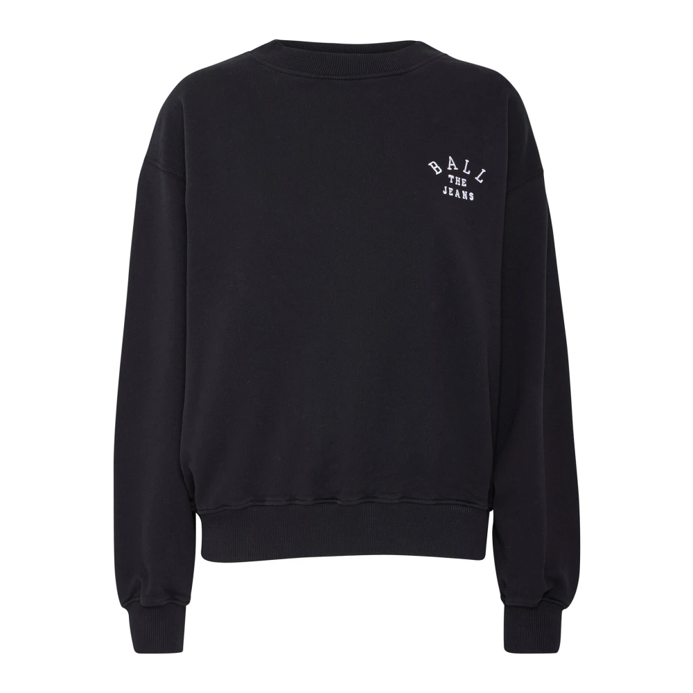 Ball Zwarte Crewneck Sweatshirt met Geborduurd Logo Black Dames