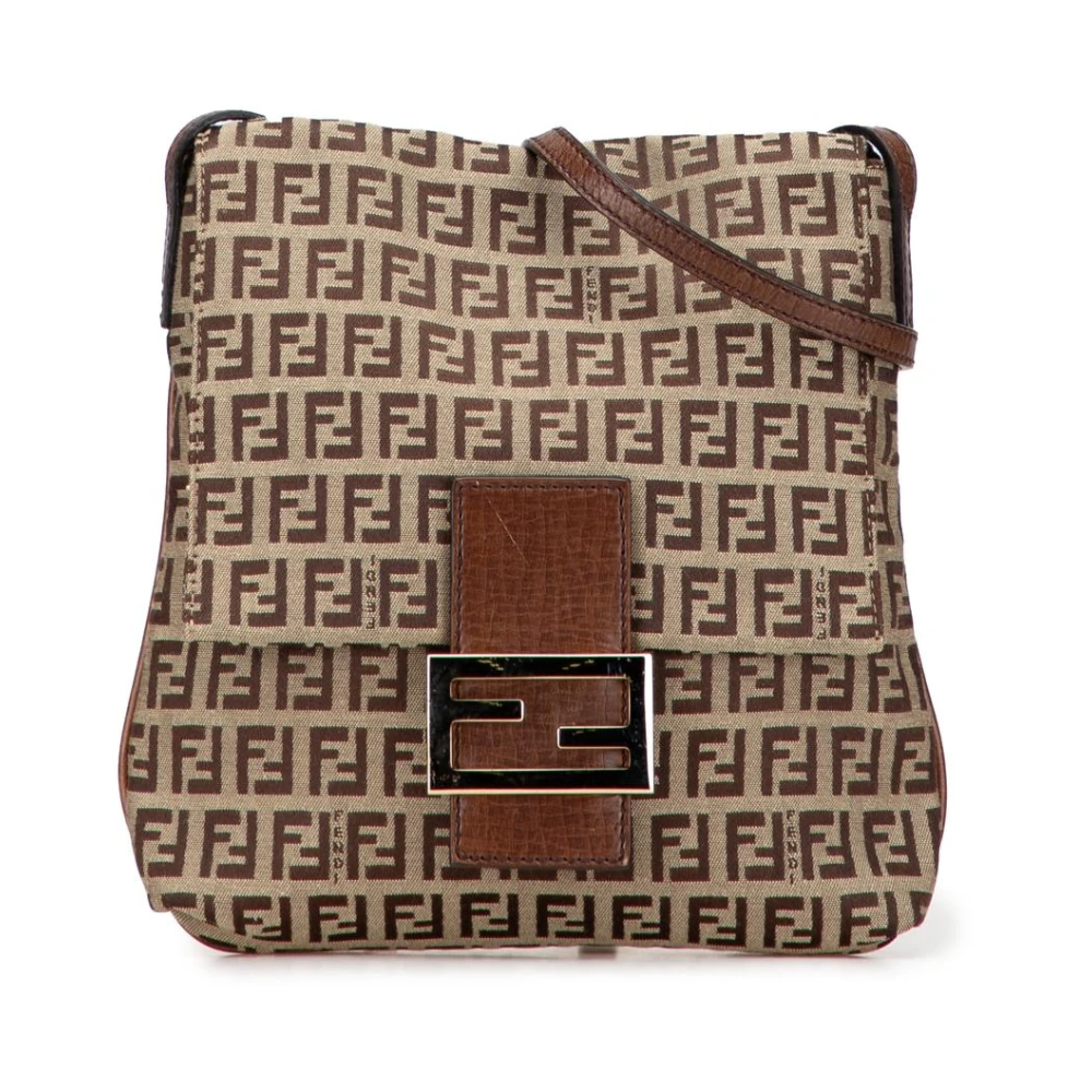Fendi Vintage Women's Brown Pre-Owned Printed Textile Shoulder Bag