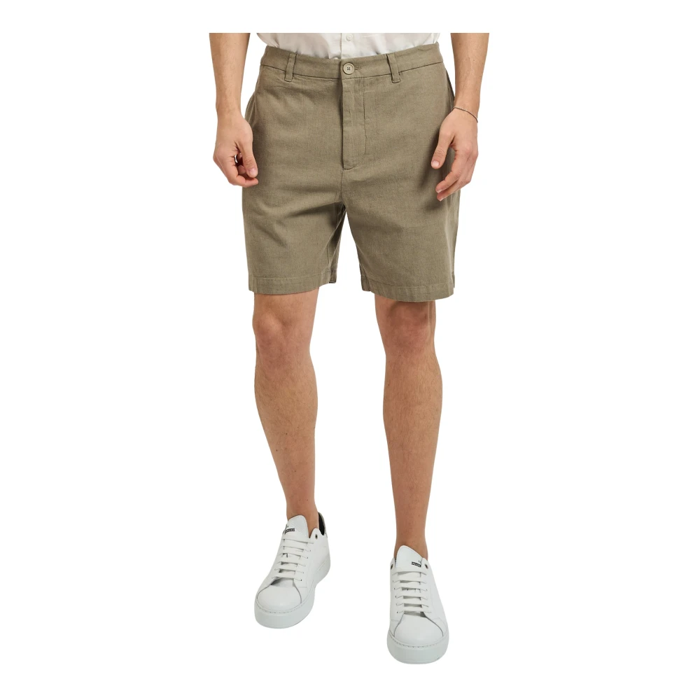 Armani Exchange Herr Beige Shorts W36, Bomull, Linen Blend Bermuda Shorts