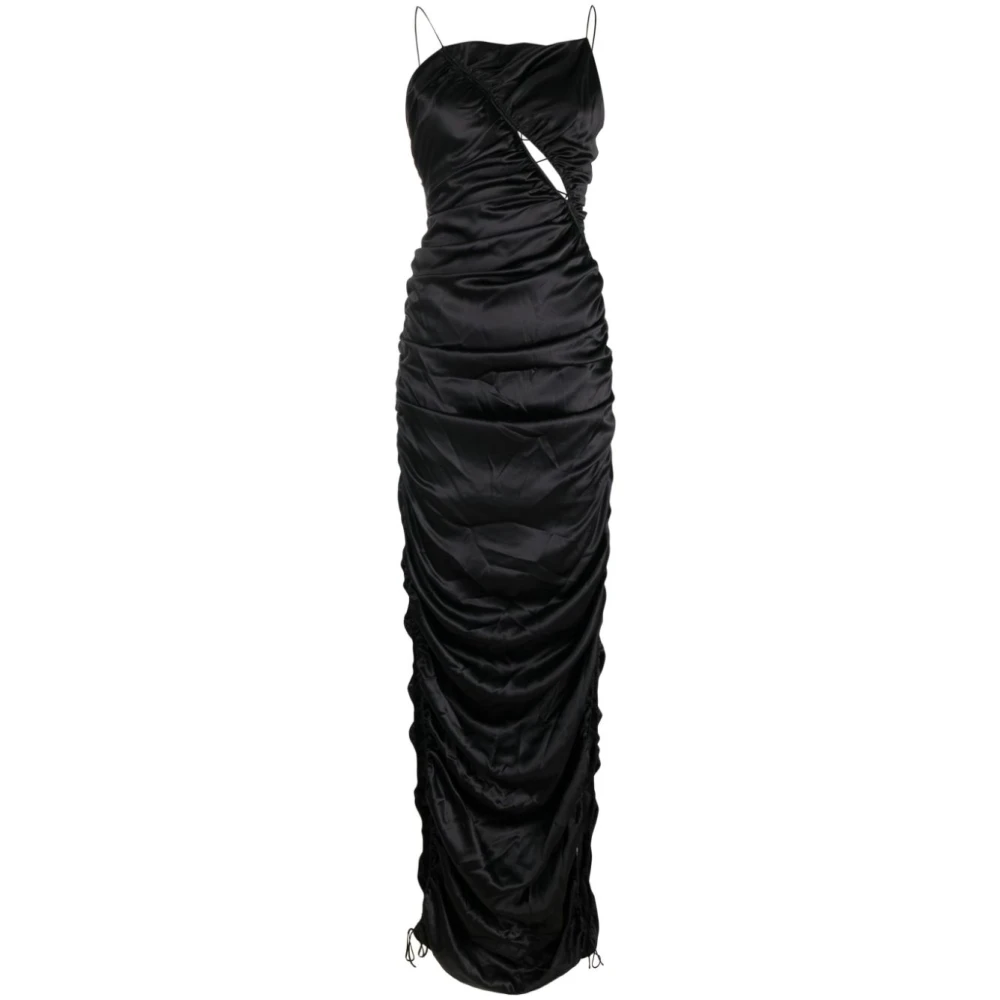 Del Core Zwarte gedrapeerde satijnen jurk met open rug Black Dames