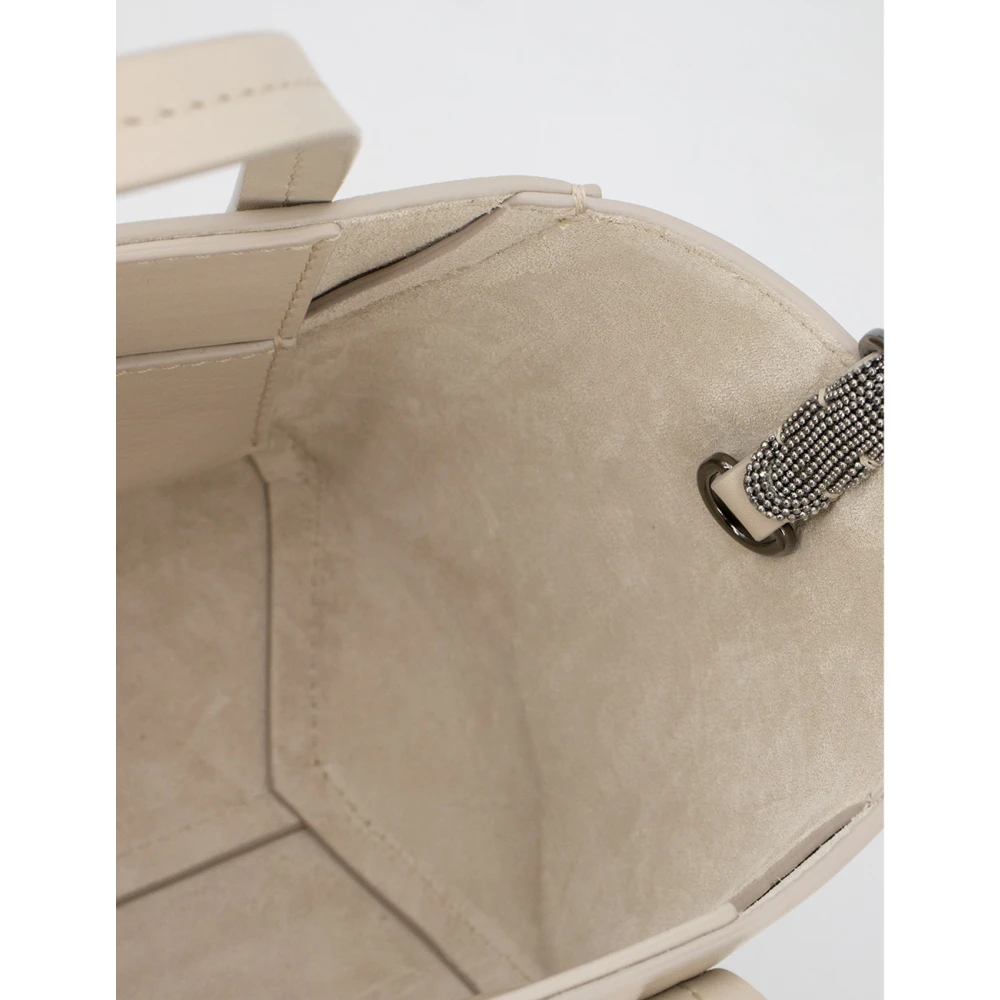 BRUNELLO CUCINELLI Zachte leren handtas met juweelborduursels White Dames