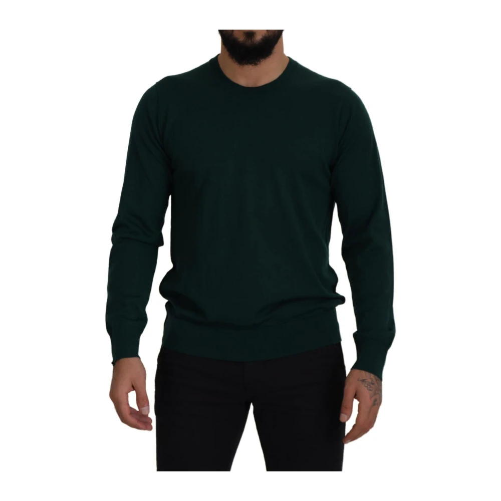 Dolce & Gabbana Men's Green Cashmere Crew Neck Jumper - Cashmere Knitwear - S - Knitwear