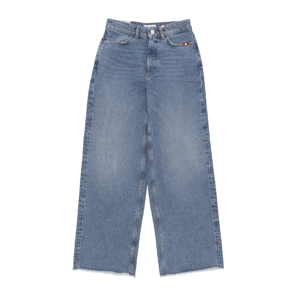 Amish Kvinders Blå Jeans, Dame,, Bomuld, Højtaljet Brede Ben Jeans W30