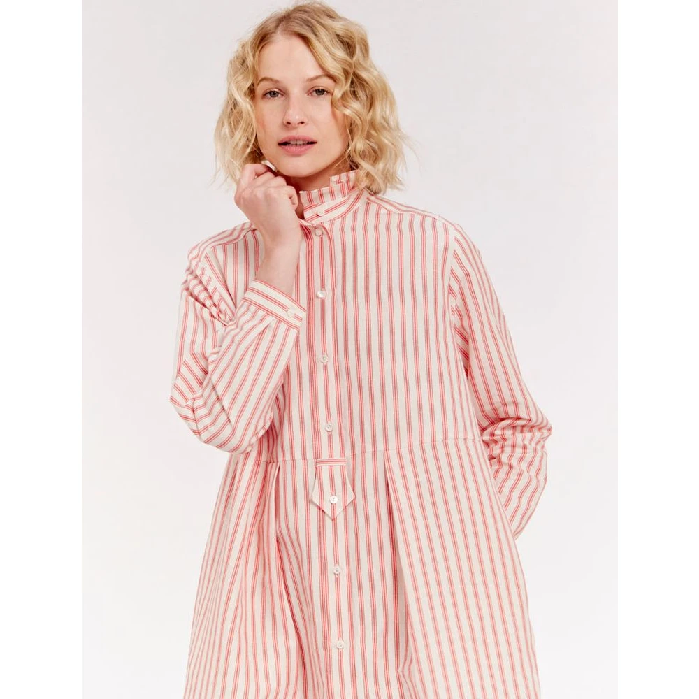 Ines De La Fressange Paris Gestreepte Linnen Jurk Pink Dames