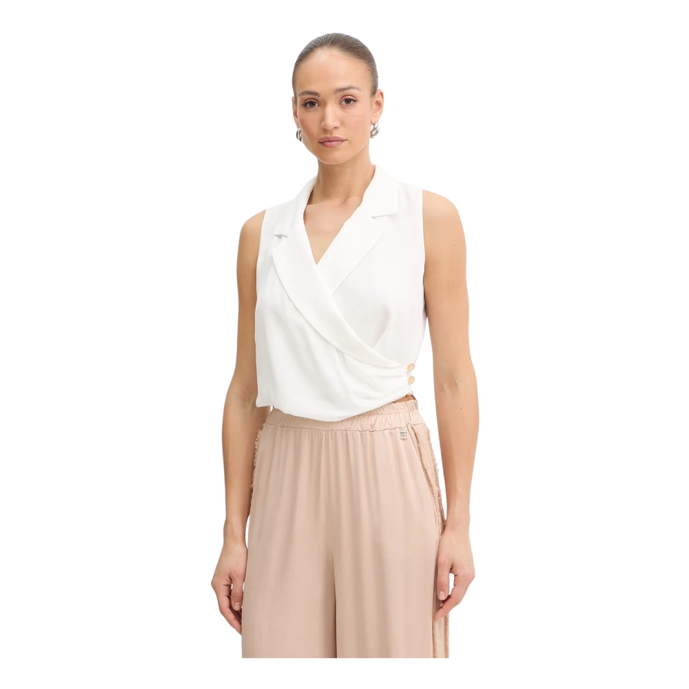 Fracomina Donna Bianco Top, L, New,