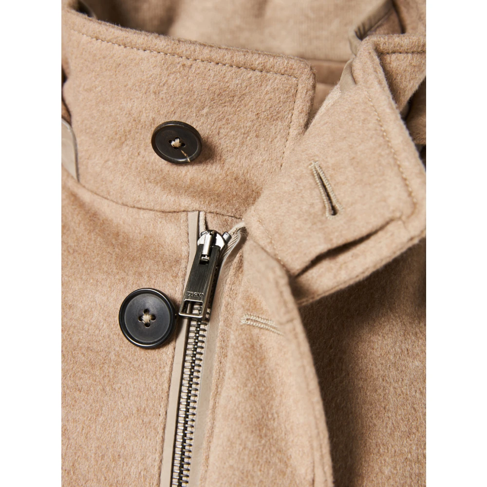 Ermenegildo Zegna Kasjmierjas met afneembare capuchon Beige Heren