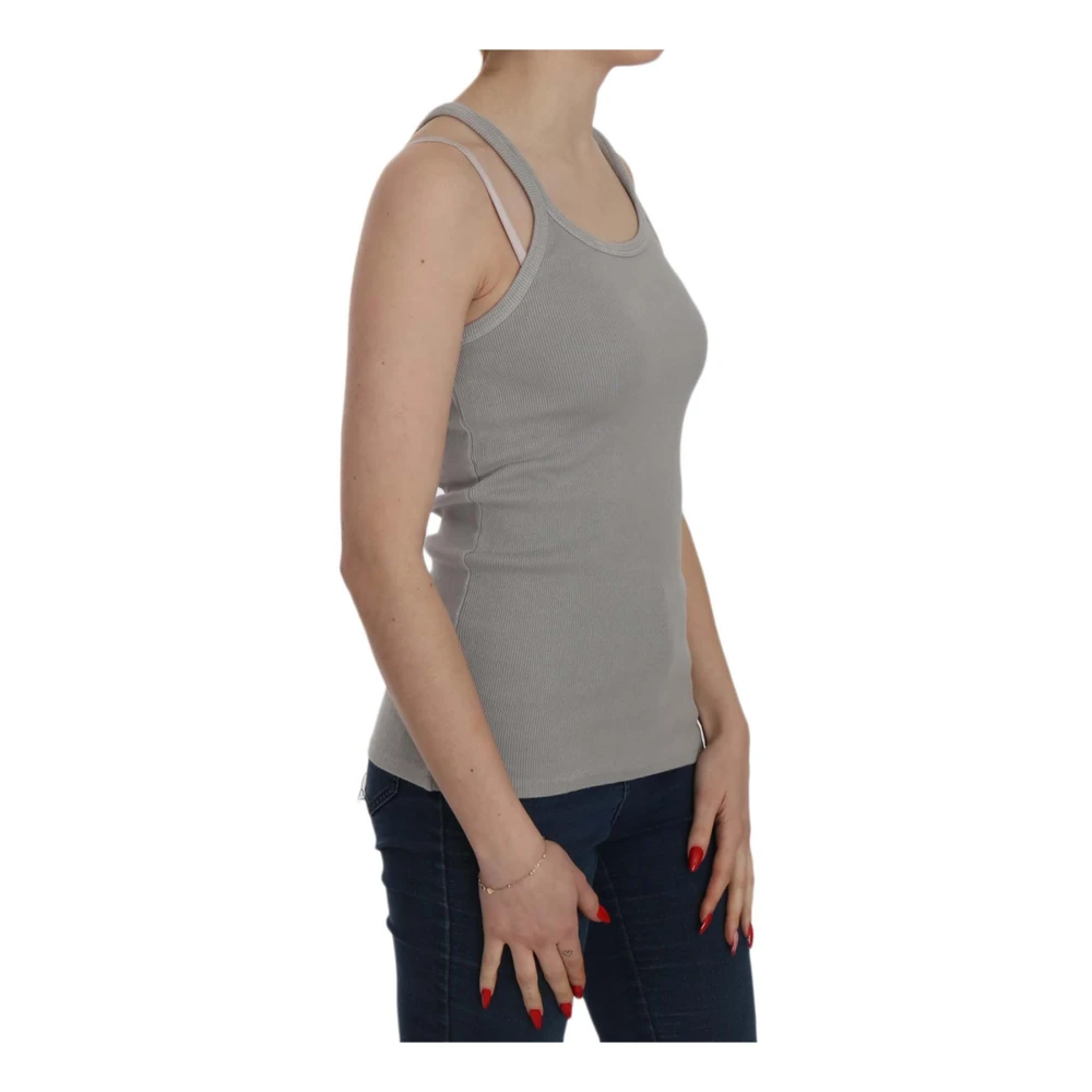 Pink Memories Grijze Mouwloze Spaghetti Strap Top Blouse Gray Dames