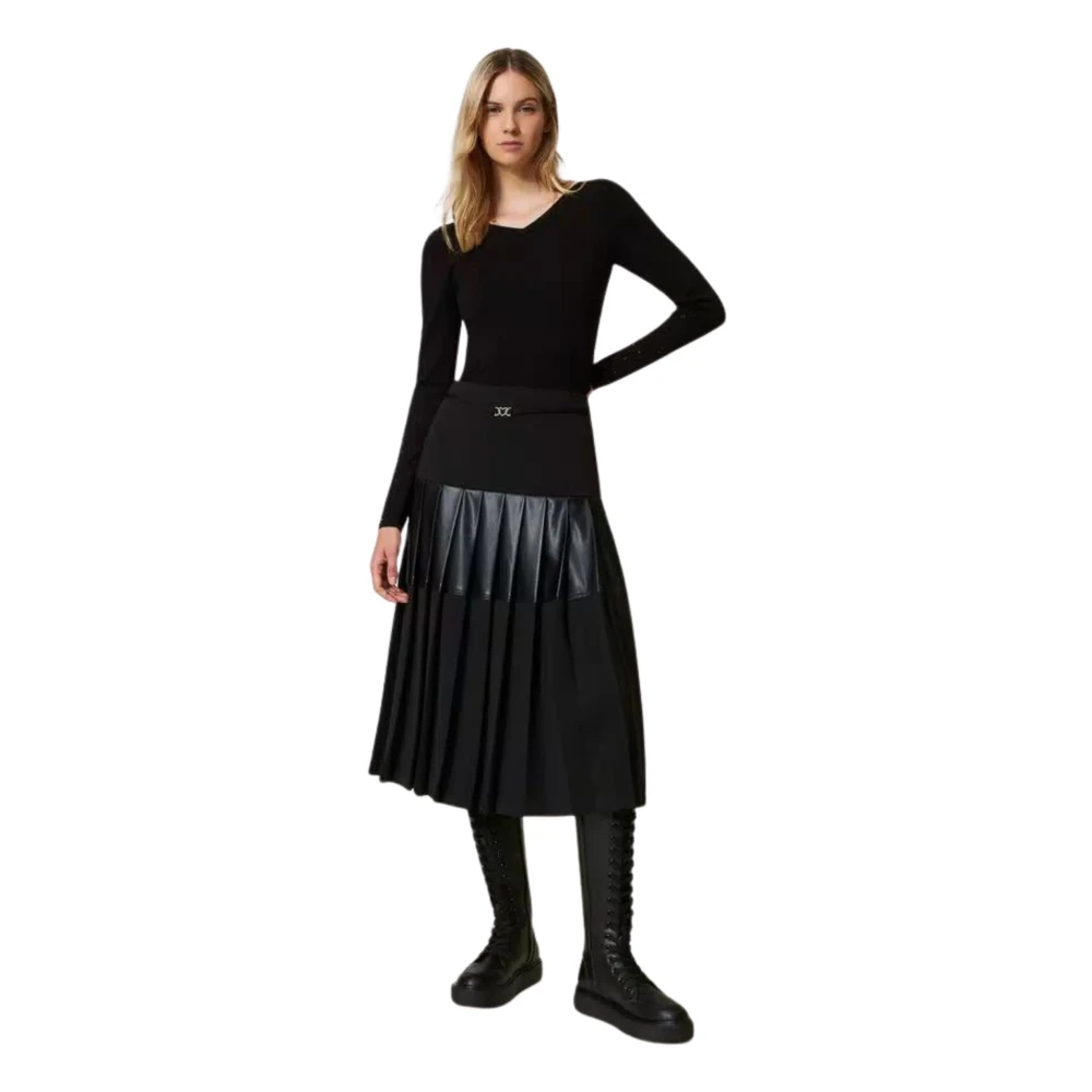 Twinset Zwarte Truien met Strass Black Dames