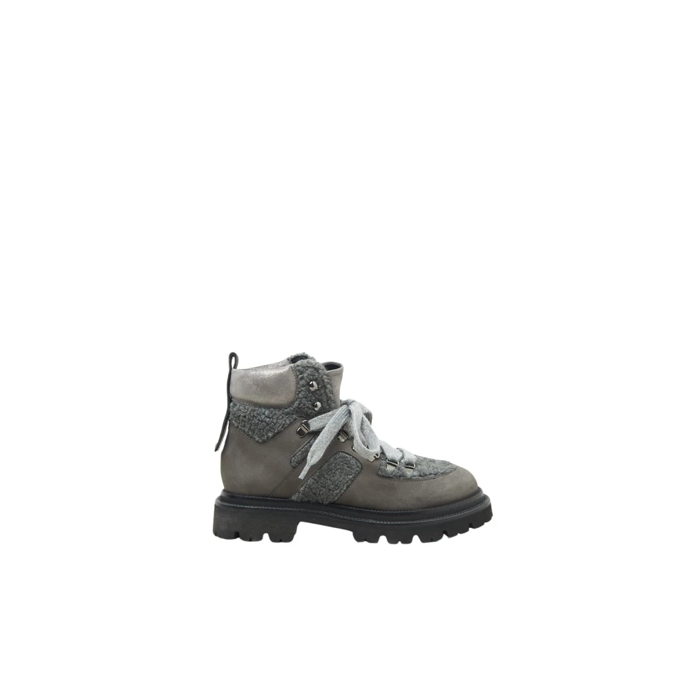 PESERICO Echt leer en eco-bont bergschoenen Gray Dames