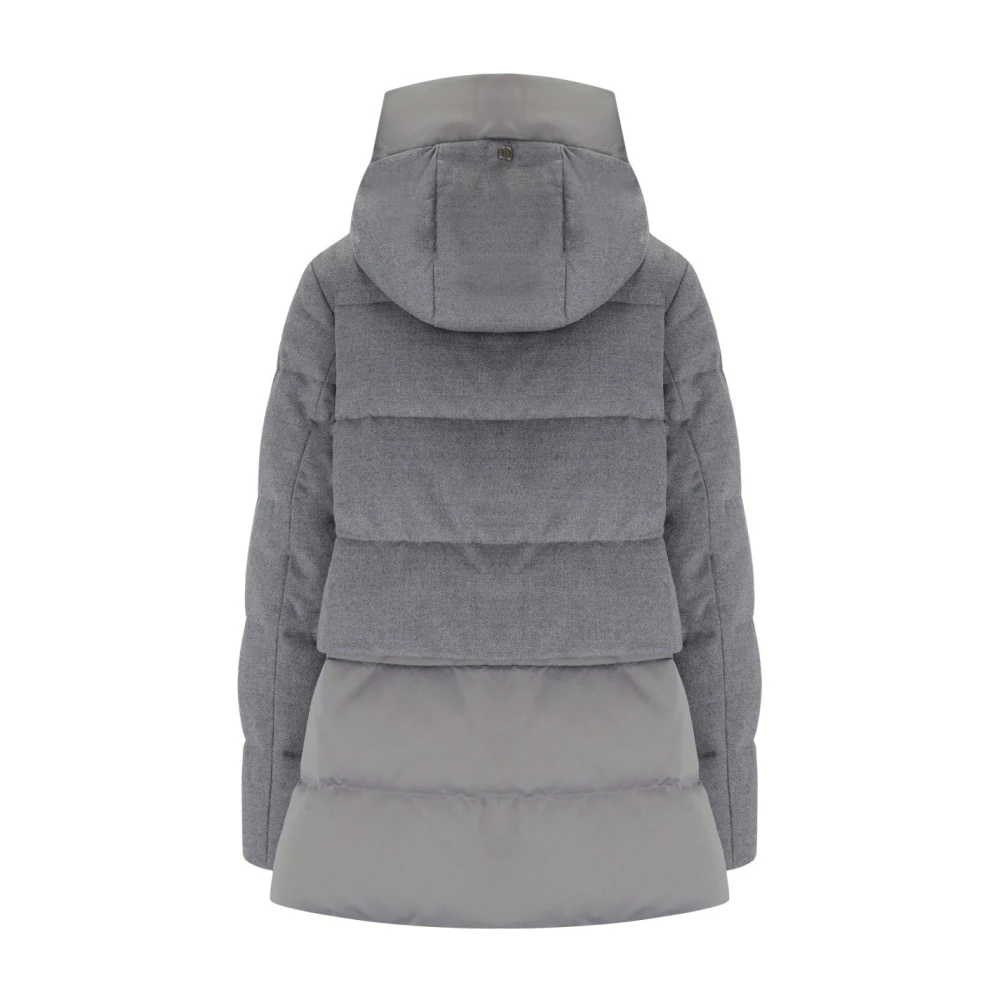 Duno Grijze Gewatteerde Hoodiejas met Wol Gray Dames