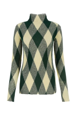 Argyle High-Neck Sweater