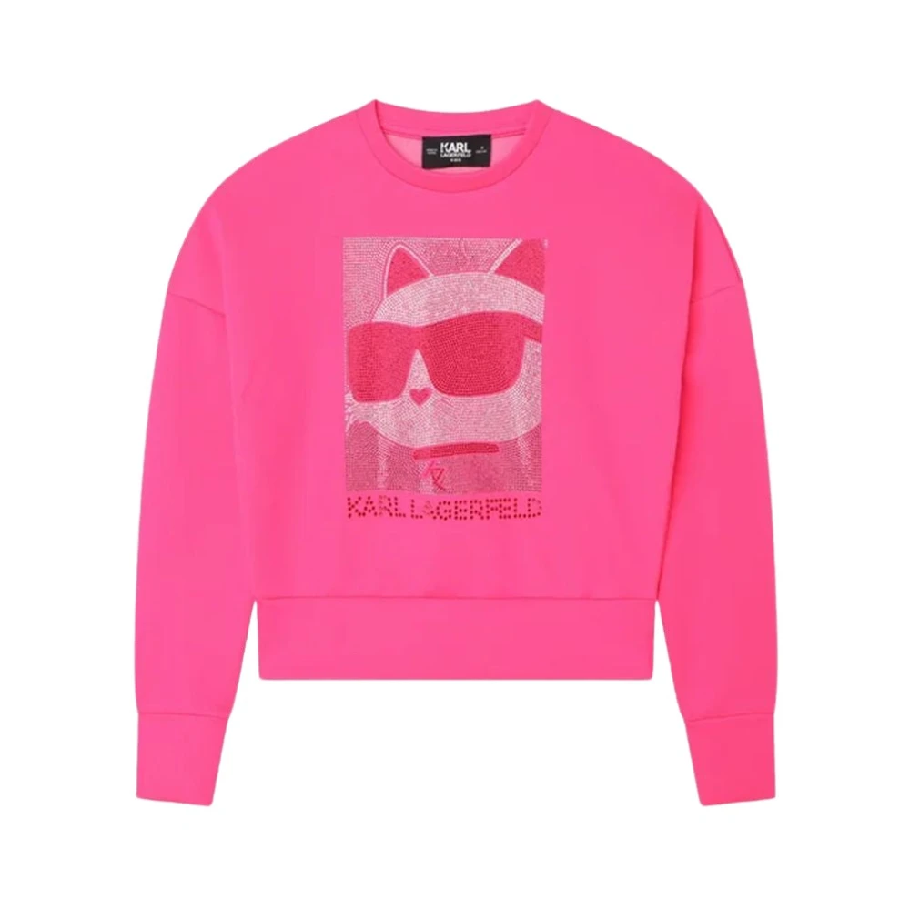 Karl Lagerfeld Långärmad tröja med Multifärgad Strass Logo Pink, Unisex