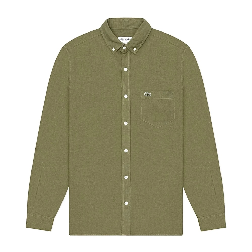 Lacoste Men's Green Casual Shirts, 4XL, Camicia In Lino