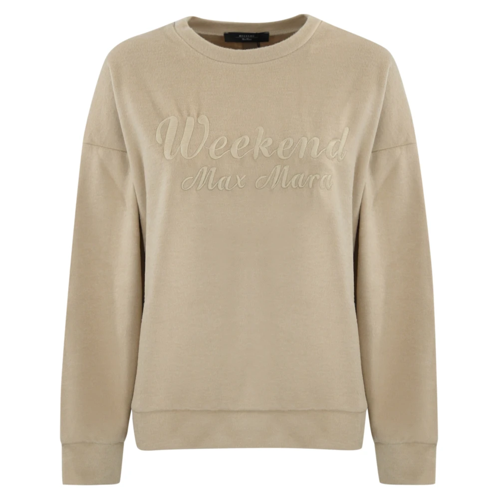 Max Mara Weekend Bomull och ull crewneck tröja Beige, Dam