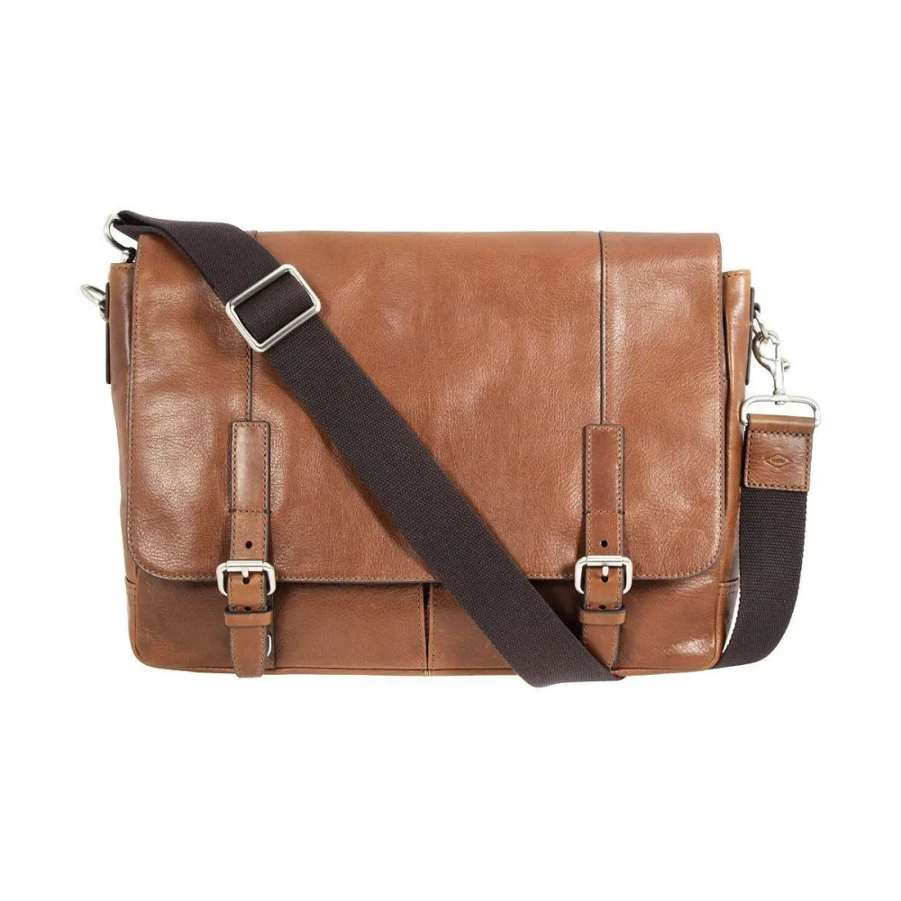 Fossil Women's Brown Cross Body Bags, One Size, Mens Leather Messenger Bag Cognac