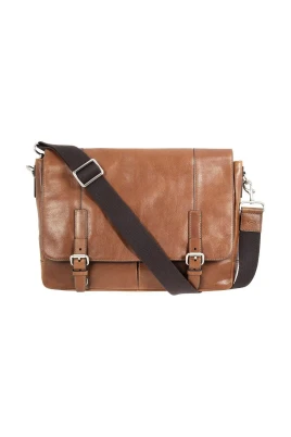 Herr Läder Messenger Väska Cognac