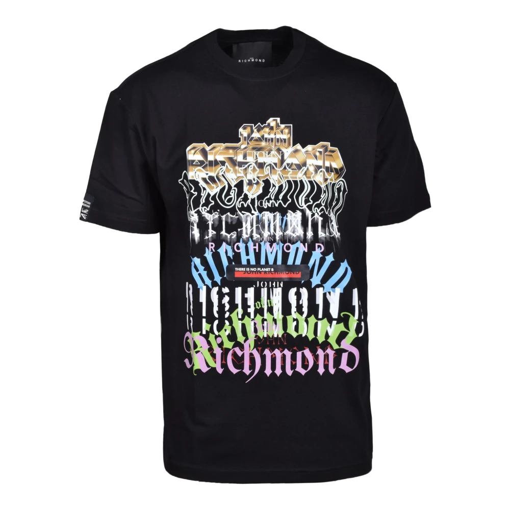 John Richmond Katoenen T-shirt Black Heren
