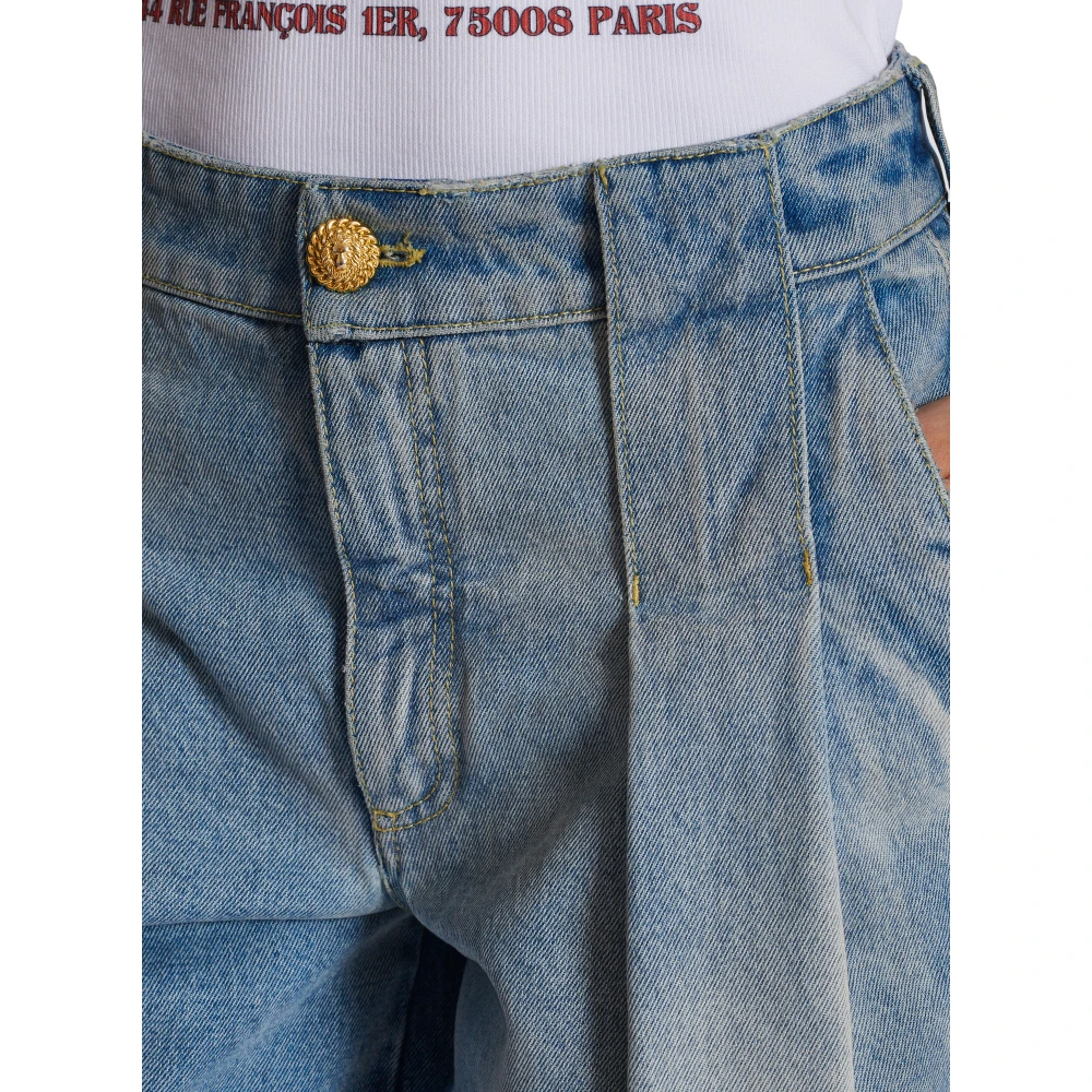 Balmain Geplooide denim jeans Blue Dames