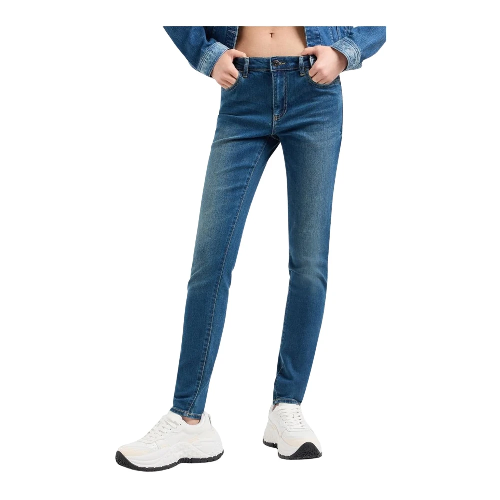 Armani Exchange Super Skinny Katoen Stretch Jeans Blauw Blue Dames