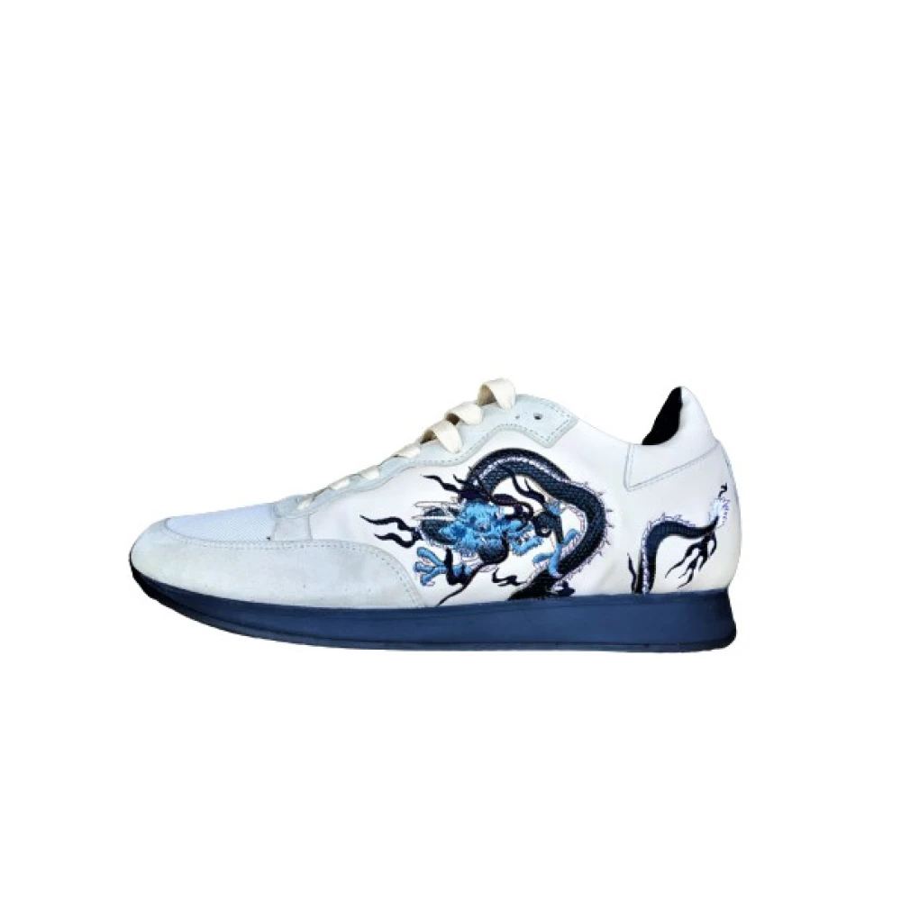 Philippe Model Sneakers met Geborduurde Draak van Leer en Suède White Dames