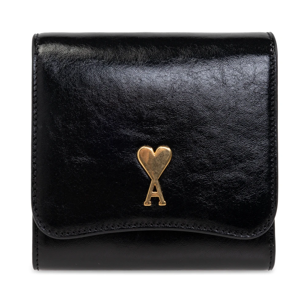 Ami Paris Leren portemonnee Black Unisex