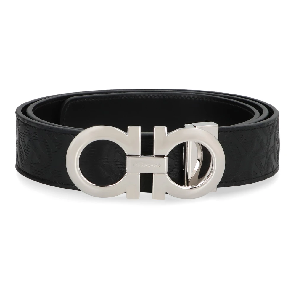 Ferragamo Men's Black Belts, 105 Cm, Gancini Reversible Leather Belt
