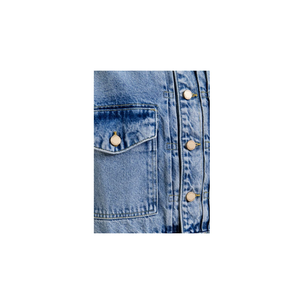 Essentiel Antwerp Korte Denimjas met Gouden Knopen Blue Dames