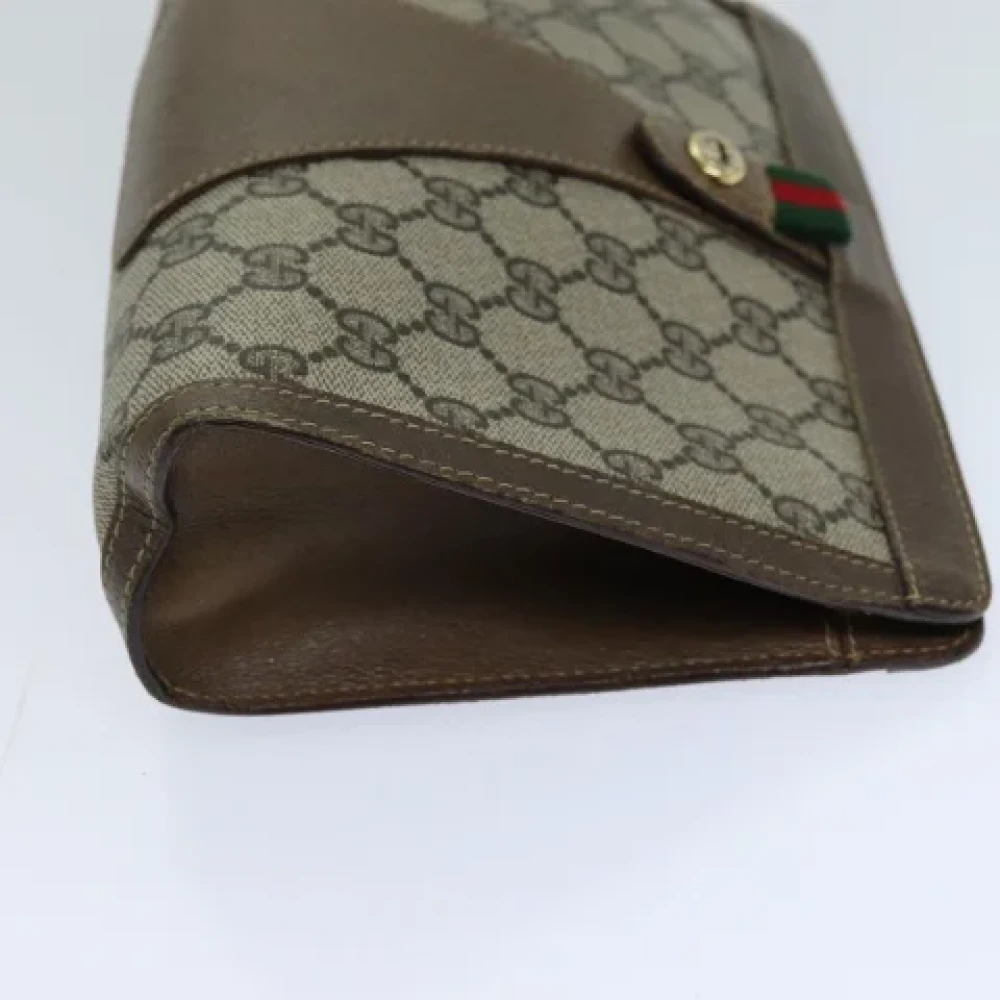 Gucci Vintage Pre-owned Leather clutches Beige Dames