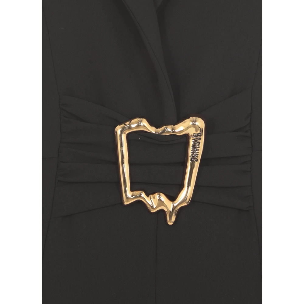 Moschino Zwarte mouwloze jurk met gespdetail Black Dames