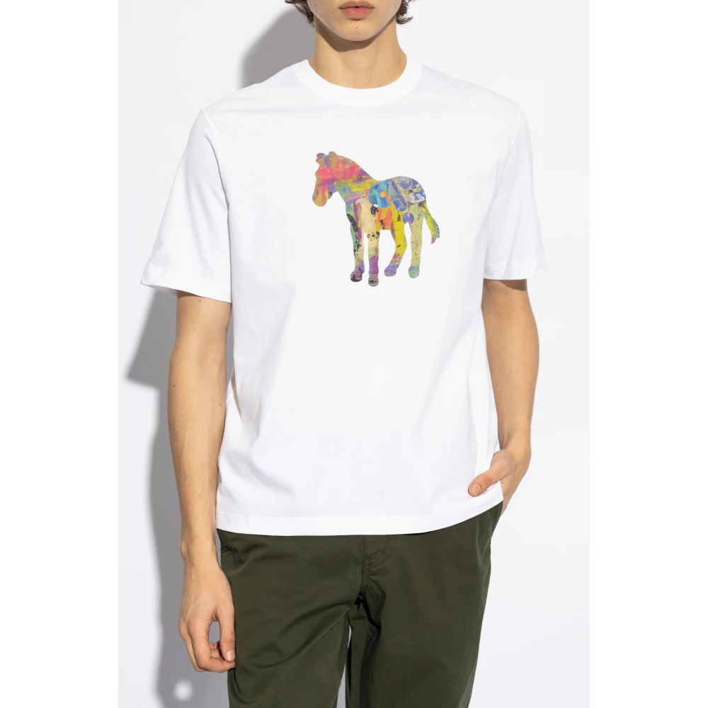 PS By Paul Smith Bedrukt T-shirt White Heren