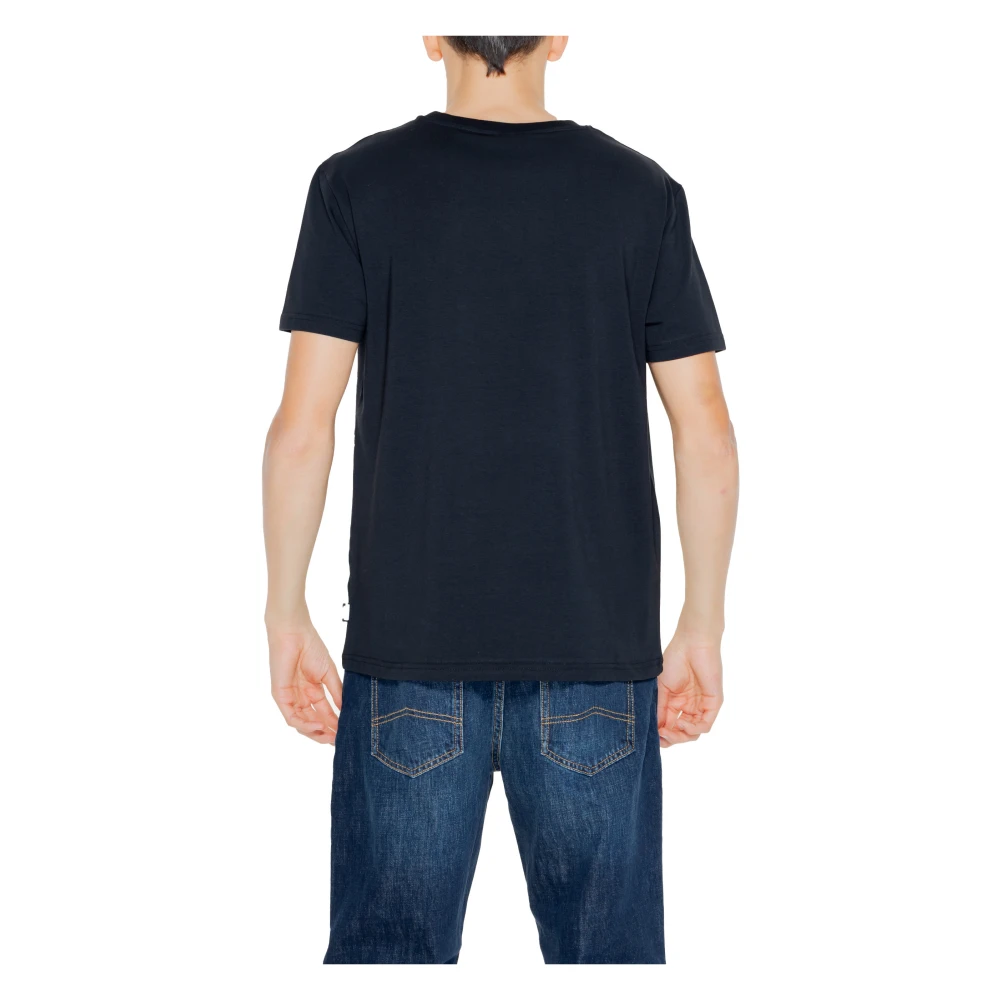 Moschino Zwart Bedrukt Ronde Hals T-shirt Mannen Black Heren