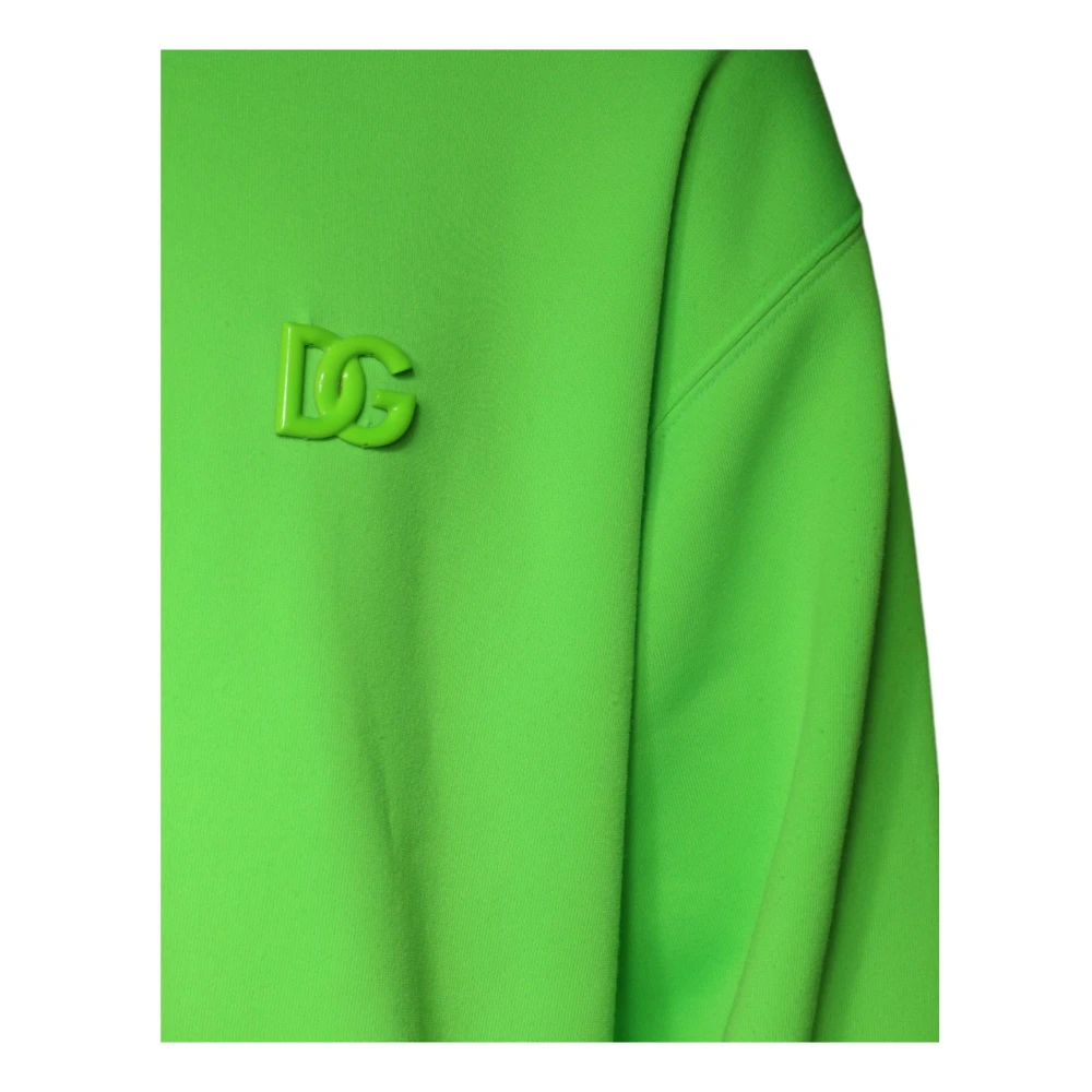 Dolce & Gabbana Groene trui met capuchon en reliëflogo Green Heren